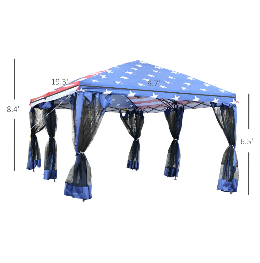10x20ft Pop up Party Tent Gazebo Canopy Market Instant Shelter American Flag