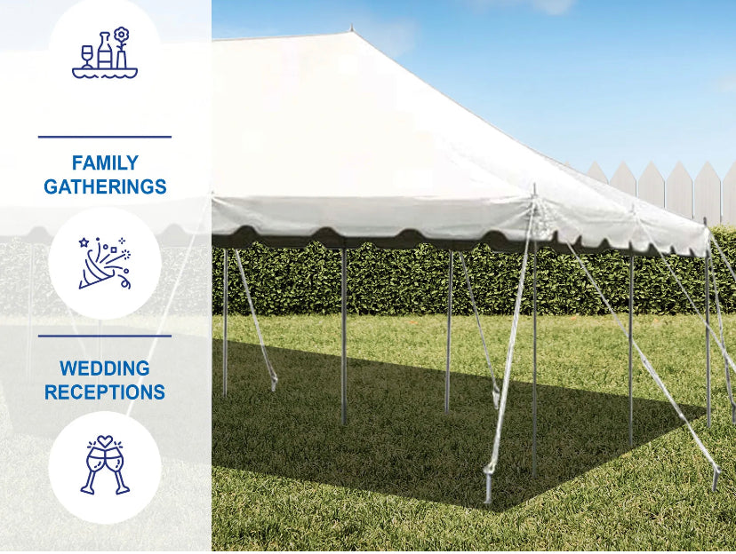 20x40 Canopy Pole Tent White For Event Wedding Party Gazebo Tailgate Backyard