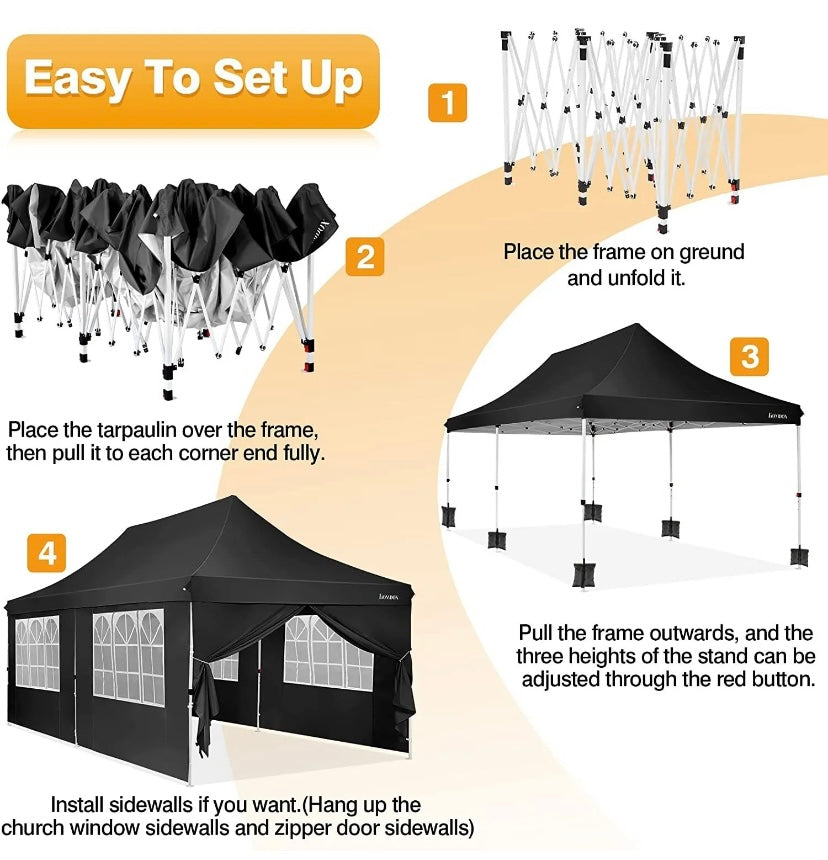 10x20EZ Commercial Pop UP Canopy Party Tent Folding Waterproof Gazebo Heavy Duty