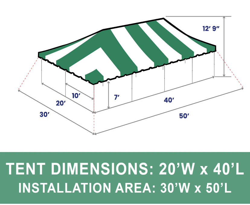 Green Canopy 20x40 Pole Tent PVC Vinyl Party Event Backyard Shelter Gazebo