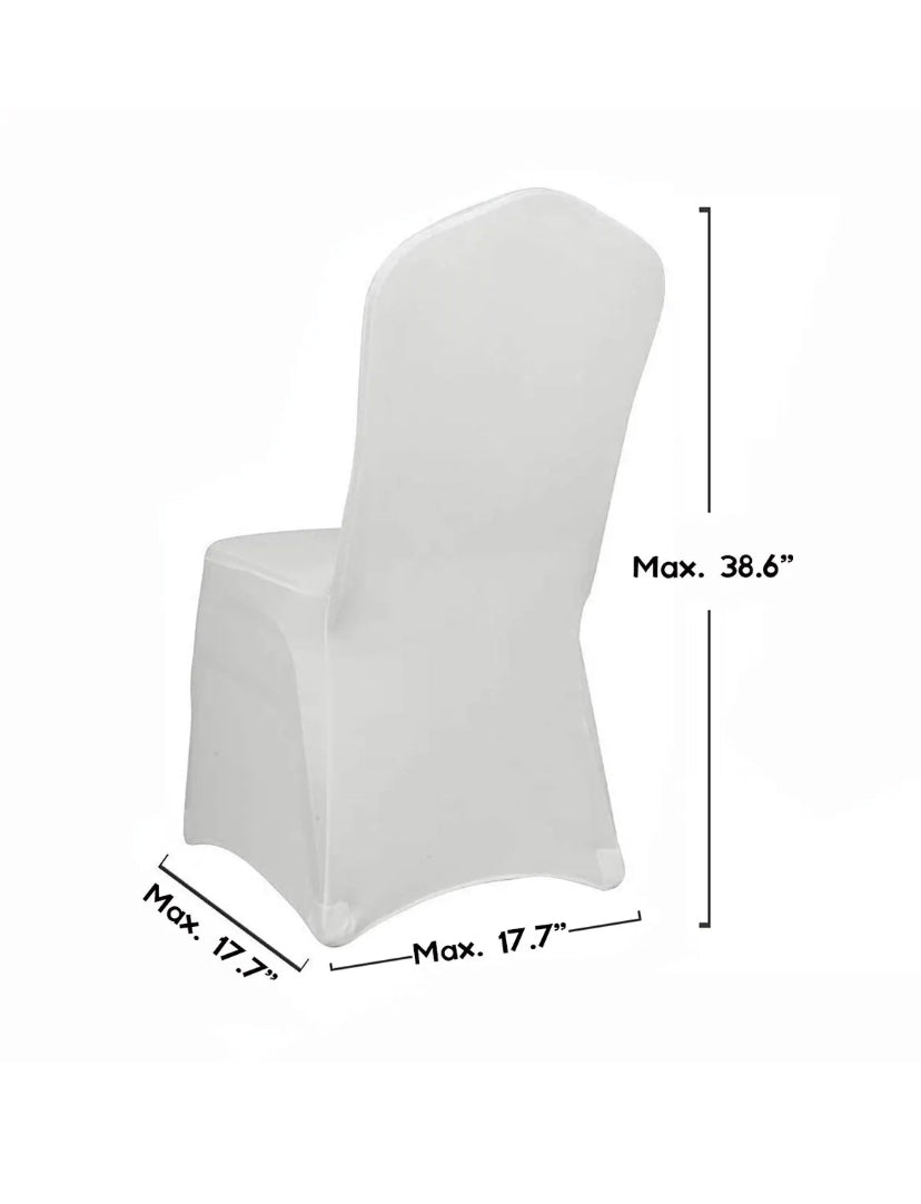 White BANQUET Spandex Chair Cover Flat Front Wedding Party in 50 pcs