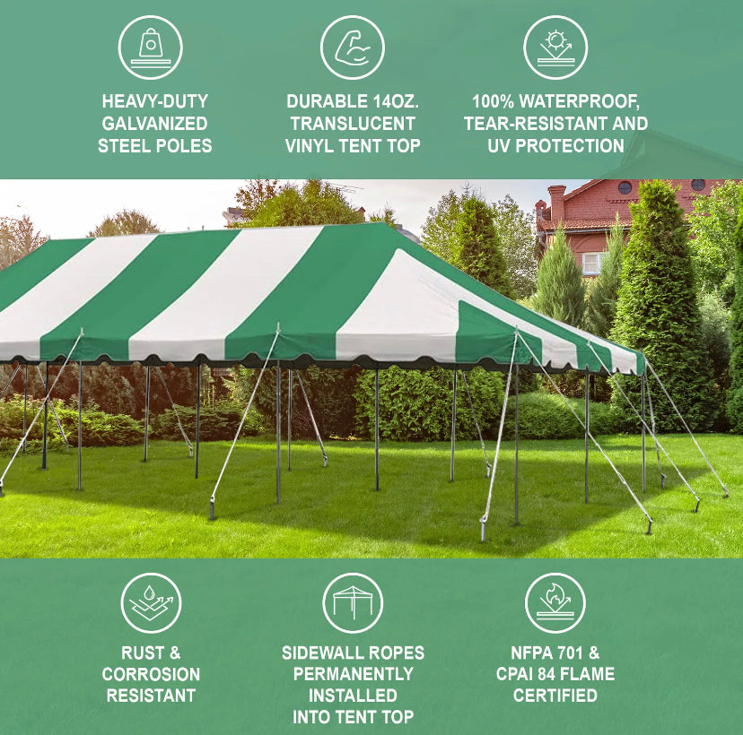 Green Canopy 20x40 Pole Tent PVC Vinyl Party Event Backyard Shelter Gazebo